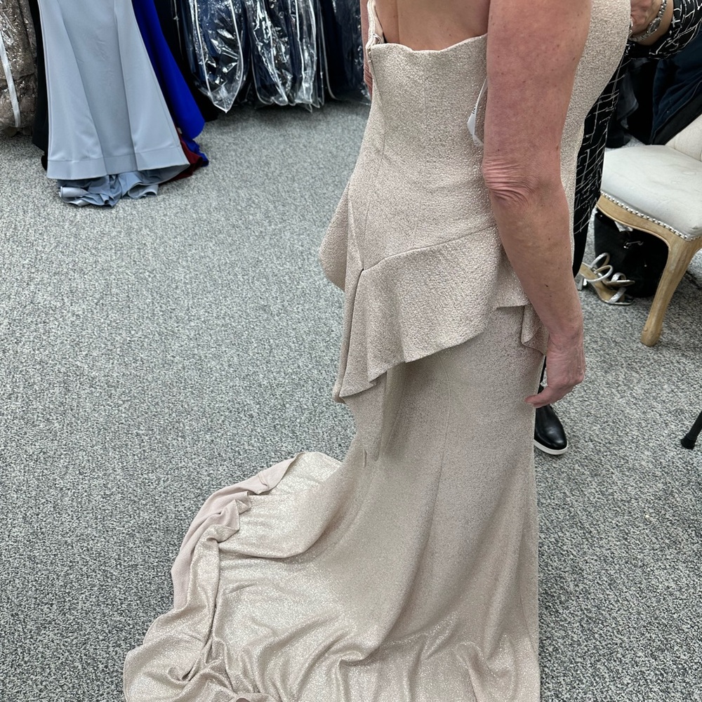 Jovani Silver-Gray Strapless Ruffle Mermaid Gown - Picture 6 of 12